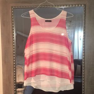 Calvin Klein White and pink sheer sleeveless blouse